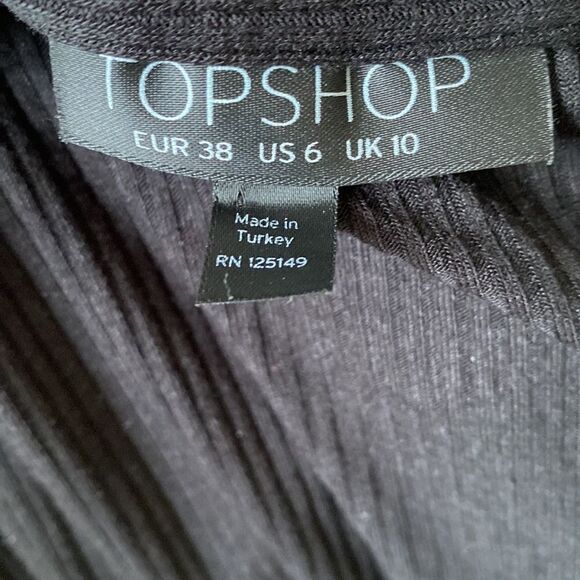 Topshop Black Ribbed 3/4 Sleeve Top w Lace-up Details Nordstrom - Picture 3 of 3